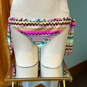 NWT Panache standard Milano side tie Brazilian bikini bottom size L. Ikat print.